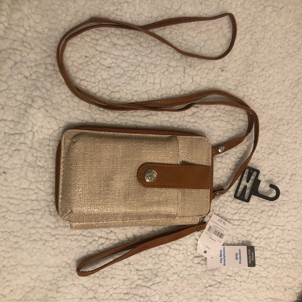 Cross-body cell phone/wallet clutch